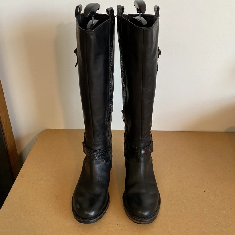Vince Camuto Fantastic Tall Black Leather Riding Boots. Size 6.5/EU36.5 - Picture 2 of 10